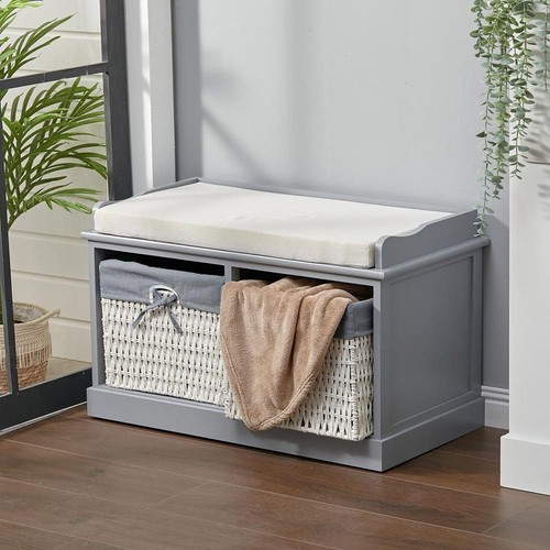 Grey shoe storage bench - shoe,
