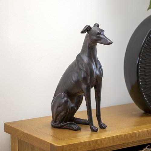 Bronze sitting dog - dog, ornament