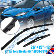 FOR FORD FIESTA MK7 2008-2016 Car Front & Rear Windscreen Wiper Blades 26"15"12"