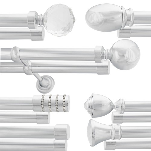 Double metal curtain pole - double, set