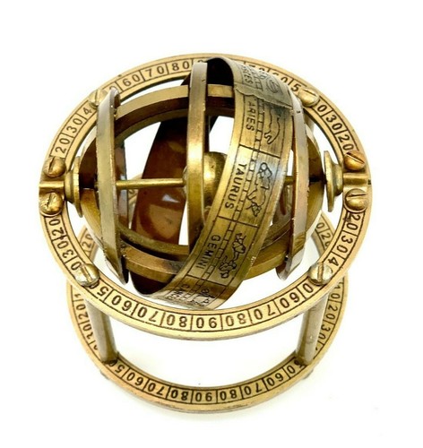 Brass antique finish armillary - antique,