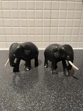 Vintage Ebony Carved Pair of