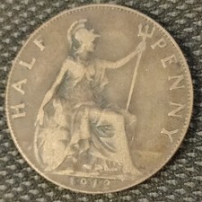 1912 Half Penny Coin. king