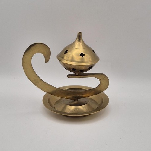 Vintage etched brass incense - etched,