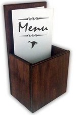 Wooden Takeaway Menu Holder Leaflet Table Top Pocket Dark Stain Bar Restaurant