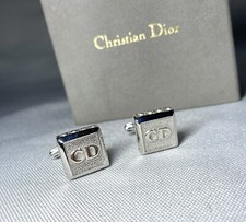 Duty Free Auth [Rare] beautiful Dior Homme Cufflinks CD Logo square Silver Gift