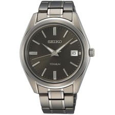 Seiko Titanium Black Sunray Dial Titanium Strap Men's Watch SUR375P1