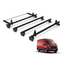 Ford Transit Roof Rack for 2013-2024 [L2/L3] 3x Roof Bars + Roller Rhino (Black)