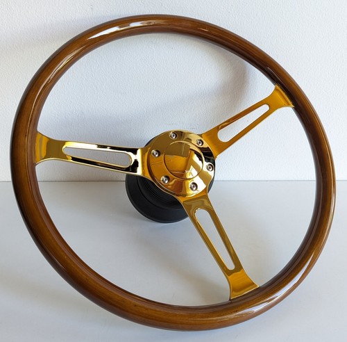 Steering wheel wood golden - steering,