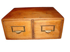 Vintage Oak 2 Drawer Library