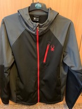 Spyder Men's Hooded Soft Shell Jacket, Grey/Black, Large, Excellent Condition.