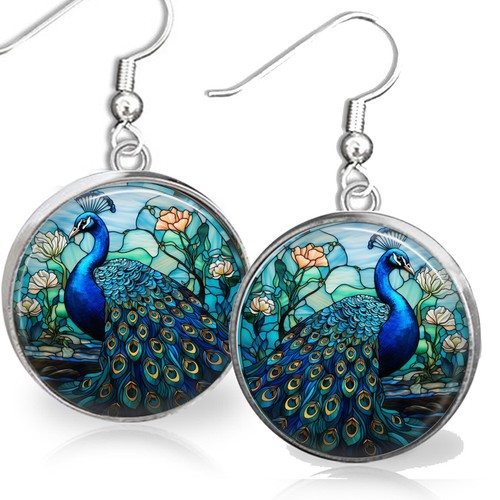 Peacock feathers earrings - peacock,