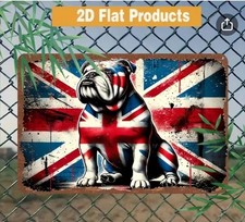 British Bulldog - Decorative Metal Wall Sign Union Jack Flag Proud Commemorative