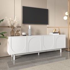 TV Stand 175 cm TV Unit Cabinet Storage Sideboard White Wave-Shaped Doors Modern