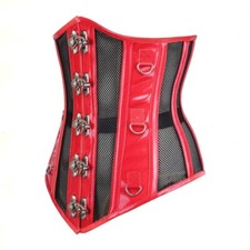 Women Sexy PVC Underbust Corset Steel Boned Red Black Waist Body shaper Girdle
