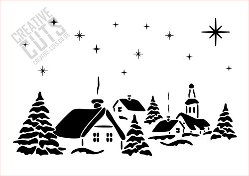 Christmas town snow scene - town,