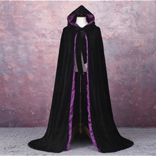 Velvet cloak hooded cape - ,