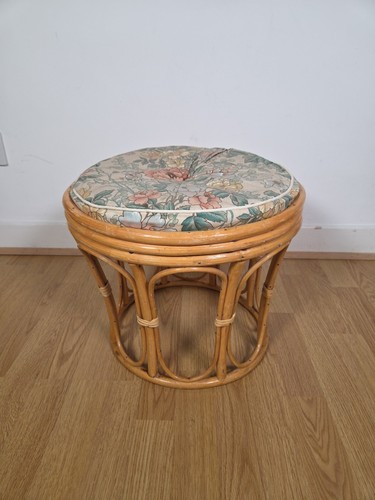 Bamboo wicker footstool side - wicker,