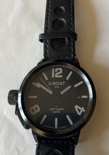 U-Boat Left Hook Auto IFO 45mm Black Face Date Window Band Mens Watch Wristwatch