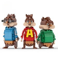 3 PCS MOC Alvin Chipmunk Squirrel Golden Chipmunk Building Block Set Kids Gifts