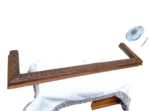 Antique carved oak fire fender - antique,