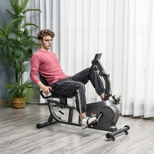 Exercise Training Workout Stationary Recumbent Bike w/ LCD Monitor & Pad Holder
