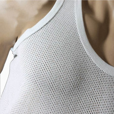 4 ,MEN'S AIRTEX MESH WHITE VEST UNDERWEAR 100% COTTON  COMFORTABLE Size S to 3XL