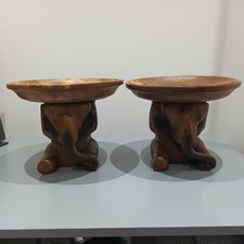 Pair of Small Wooden Elephant