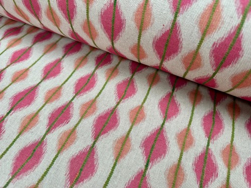 Pink green ikat fabric - pink,