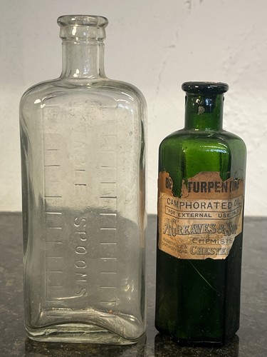 Chemist bottles pair antique - chemist,