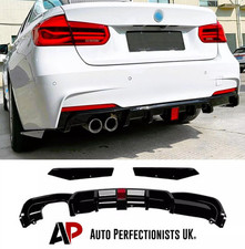 BMW 3 Series F30 F31 Gloss Black Rear Valance Diffuser Spoiler Lip Twin W/LED