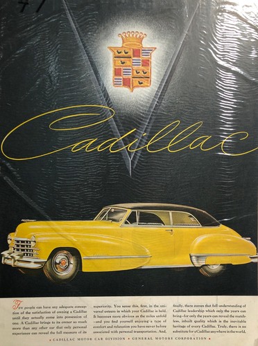 1947 vintage cadillac - vintage, ad