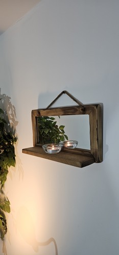 Mirror with shelf candle - mirror, shelf,