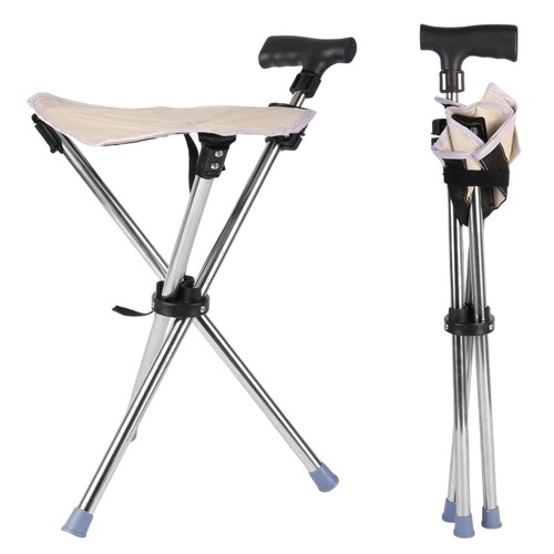 Folding walking stick seat - folding,
