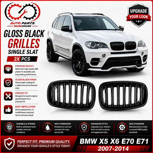 Gloss black front kidney - 2x,