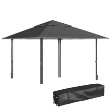 Outsunny 4 x 4m Outdoor Pop-Up Canopy Tent Gazebo Adjustable Legs Bag Dark Grey