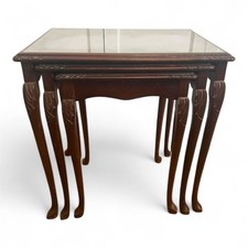 Carved Nest of 3 Side Tables