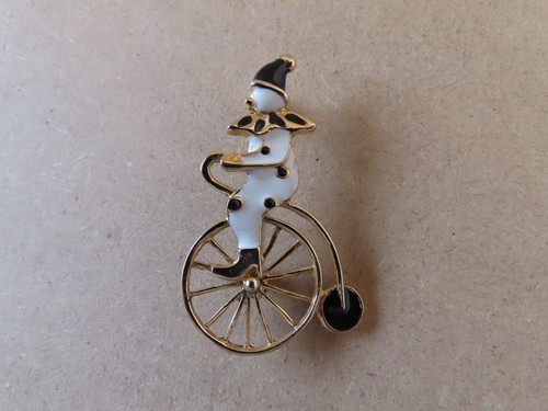 Clown penny farthing brooch - farthing,