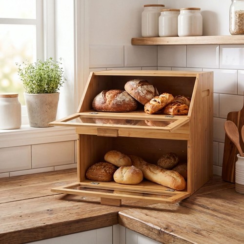 Compartment bamboo bread bin - 3,