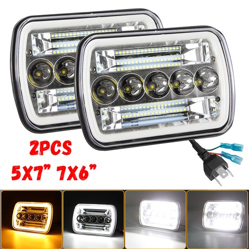 Pair 7x6 5x7 inch square - pair, led