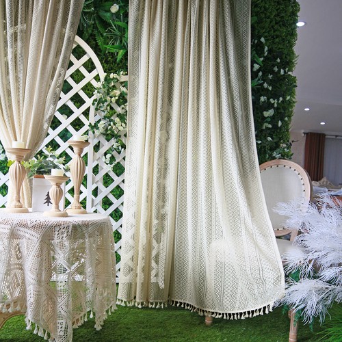 Vintage curtains tassel sheer - curtains,