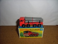 Matchbox Sup/fast #10-Pipe Truck,Orange,Chrome Base,Nr Mint In Orig G Box,1971.