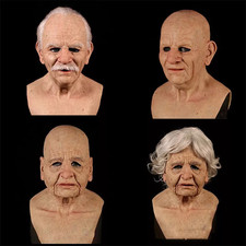 Halloween Cosplay Costume Realistic Latex Old Man Face Mask Disguise Fancy Dress