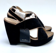 Zara Black Wedge Heel Sandals