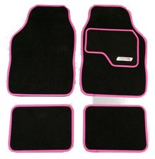 Full Black Carpet Car Floor Mats With Pink Boarder For Vauxhall ASTRA CORSA VECT
