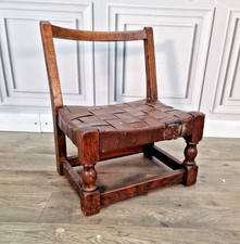 Antique Low Oak Chair Stool
