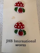 Card ~ JHB - 2 MUSHROOM / LADY BUG  Buttons
