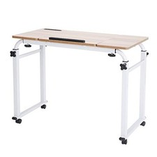  Laptop Cart Mobile 0.8 meters Ancient Oak Table Top + White Table Legs