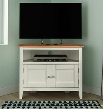 TV Stand, Oak Off White Corner