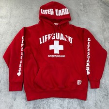 Lifeguard Hoodie Adventureland Red Graphic Pullover Sweatshirt Men’s Medium